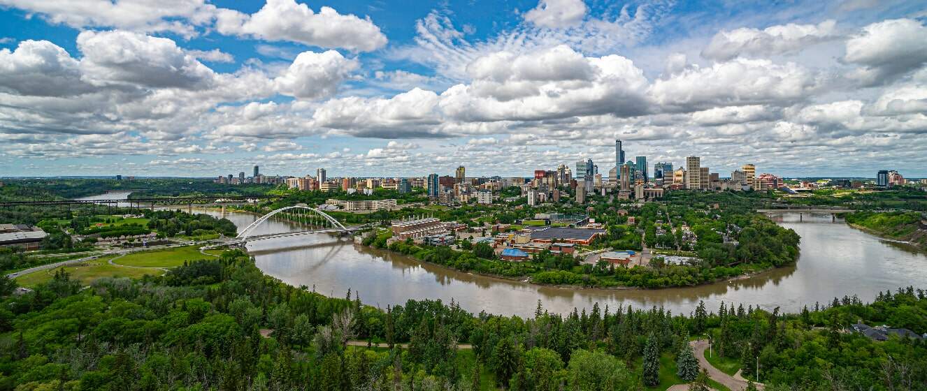 aerial view of downtown Alberta