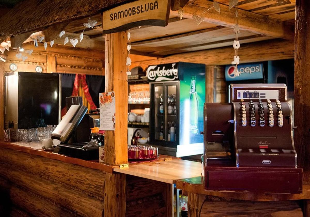 Rustic interior of a traditional Krakow restaurant