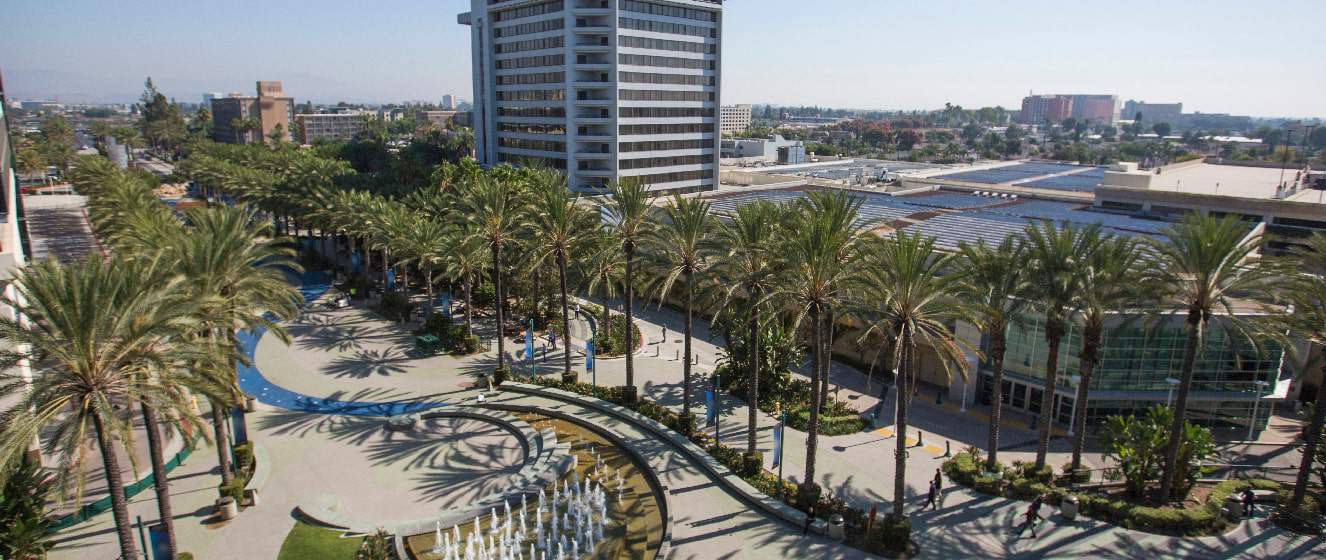 Elevated daytime view of the Anaheim