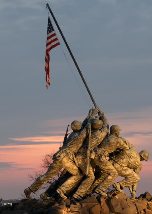 The Marine Corps Memorial with the Washington D.C.