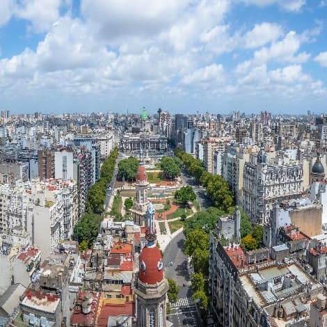 aerial view of downtown buenos aires and plaza con