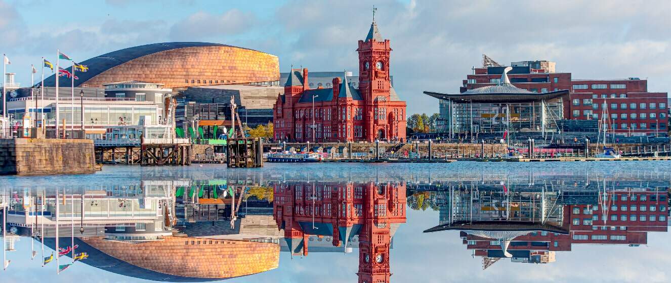 Panoramic view of the Cardiff Bay