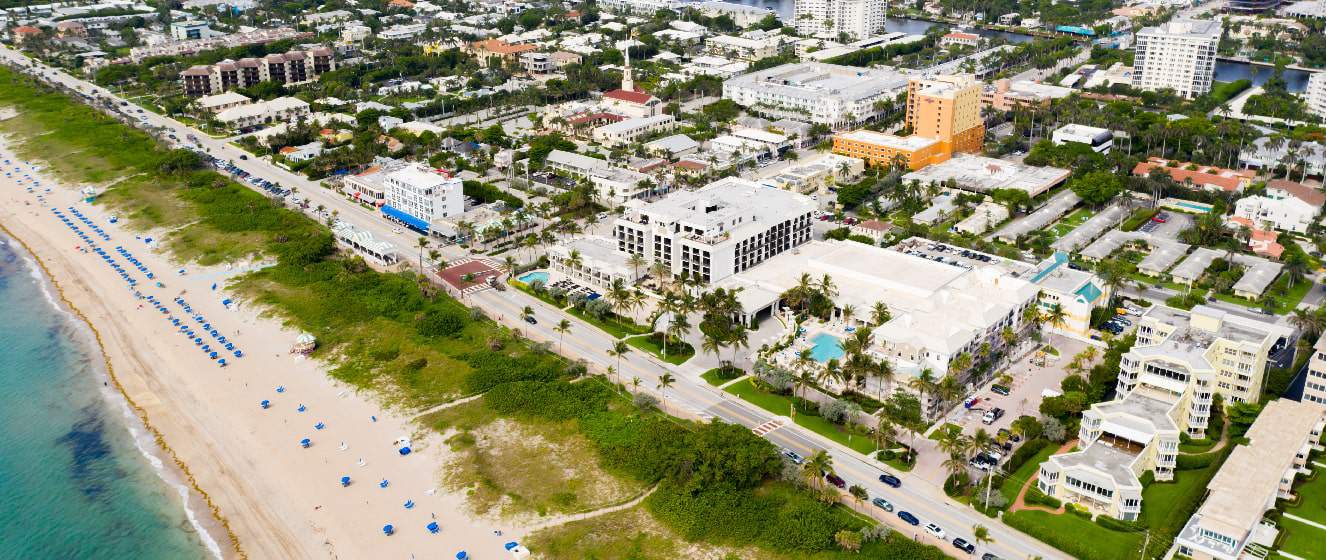 Aerial drone photo Delray Beach Florida reopening