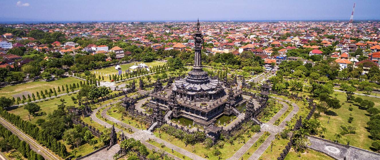 Panoramic landscape traditional balinese hindu temple