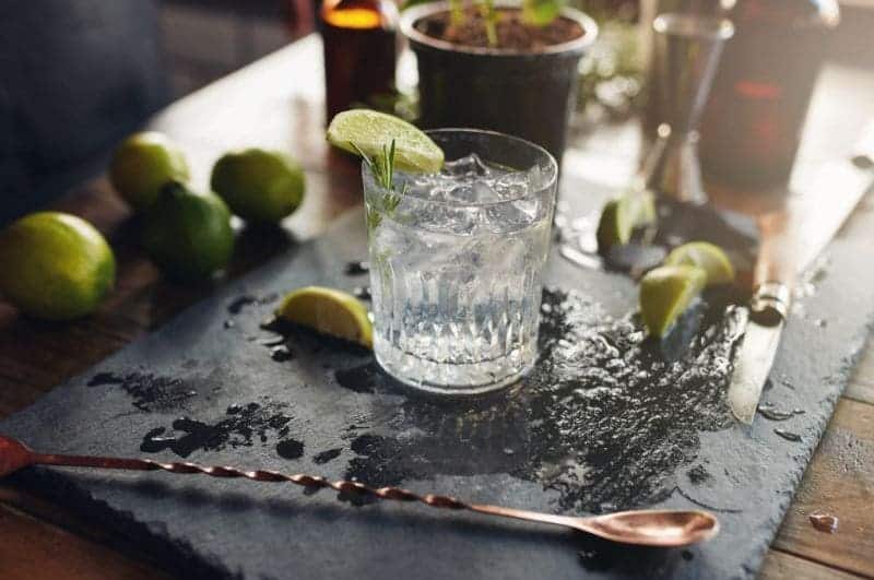 Gin cocktail with lime and thyme