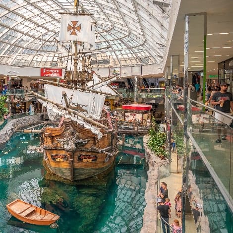 Inside the West Edmonton Mall which was once the largest mall in the world