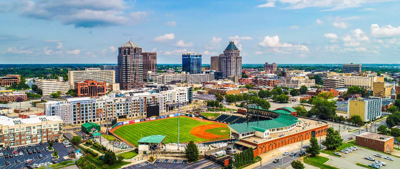  Aerial of Downtown Greensboro North Carolina  