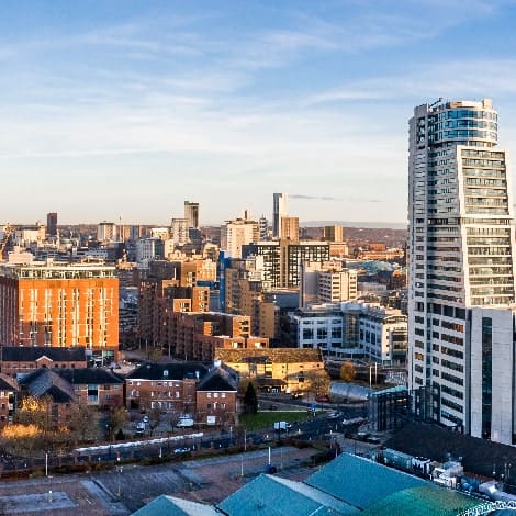 aerial panorama of leeds cityscape