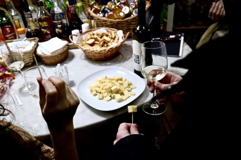 Wine and cheese samples