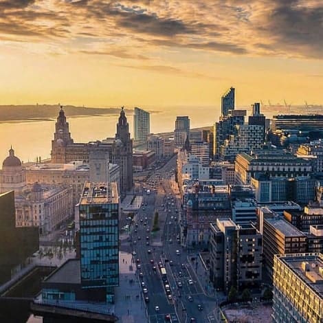 the beautiful city of liverpool in the golden hour