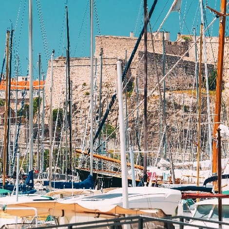 marseille  france  old  fortress white yachts are