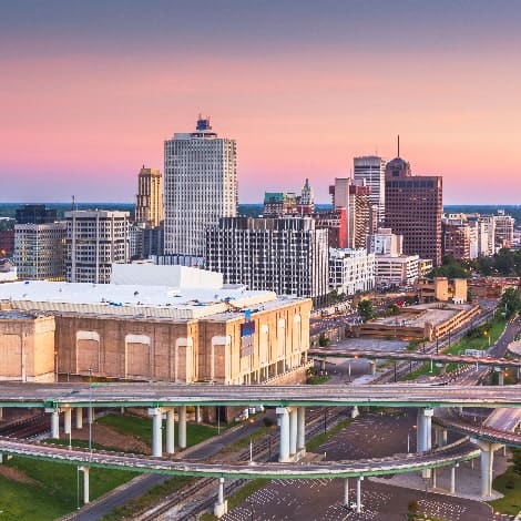 memphis tennessee usa downtown city skyline over