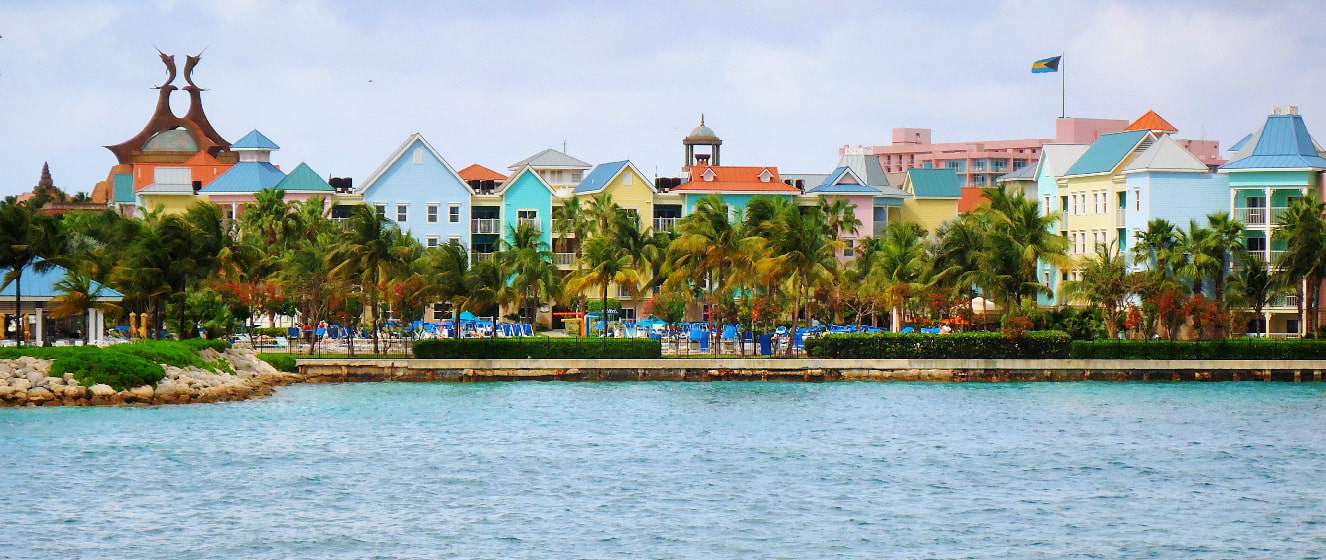 colorful row of buildings houses in Nassau