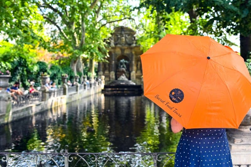 Orange umbrella and river view