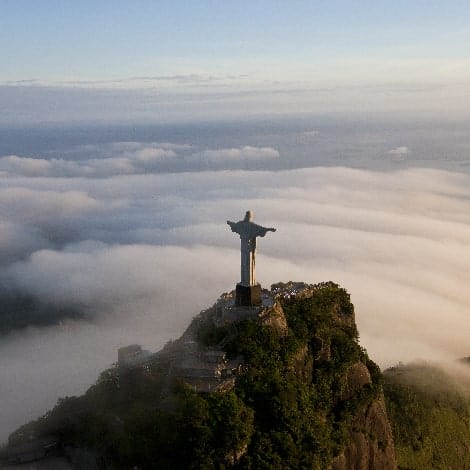 high angle view of colossal christ redeemer statue