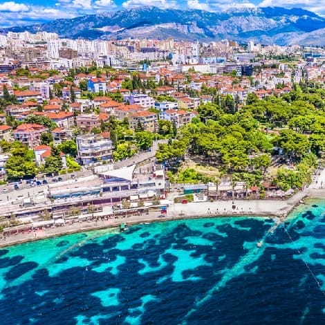 Split city beaches aerial view