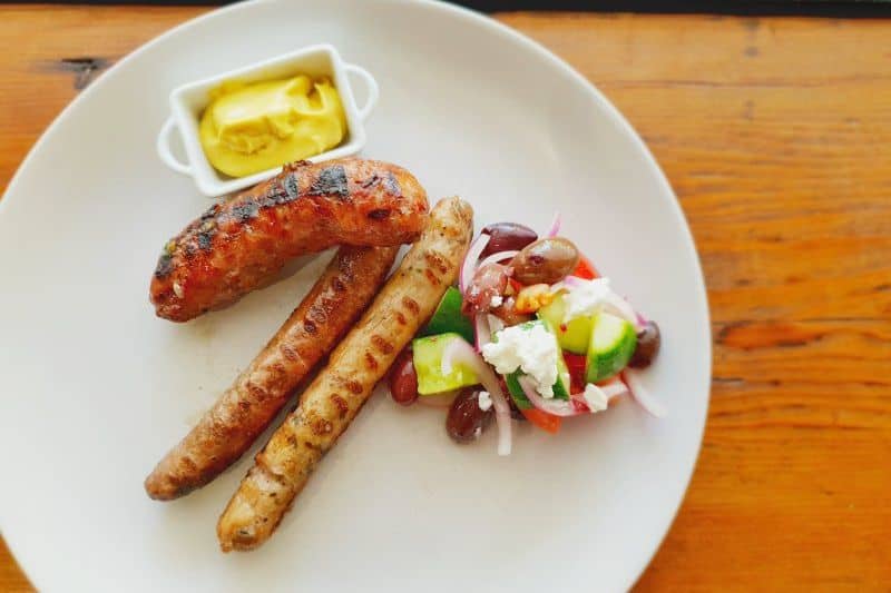 Sausages with a salad