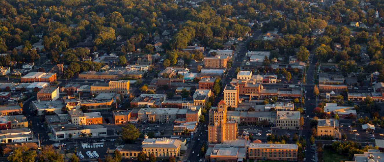 Downtown Walla Walla from a small airplane